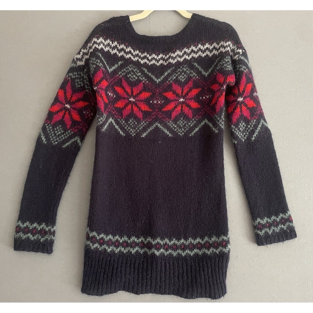 American Eagle Women M Sweater Mohair Wool Tunic Nordic Long Skinny Fairisle Y2K - Picture 13 of 13